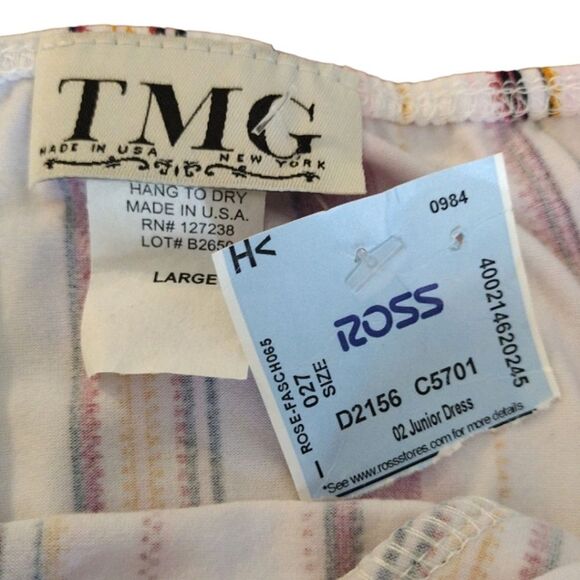 TMG Colorful Striped on White Sleeveless Midi Dress Large NWOT - Picture 11 of 13